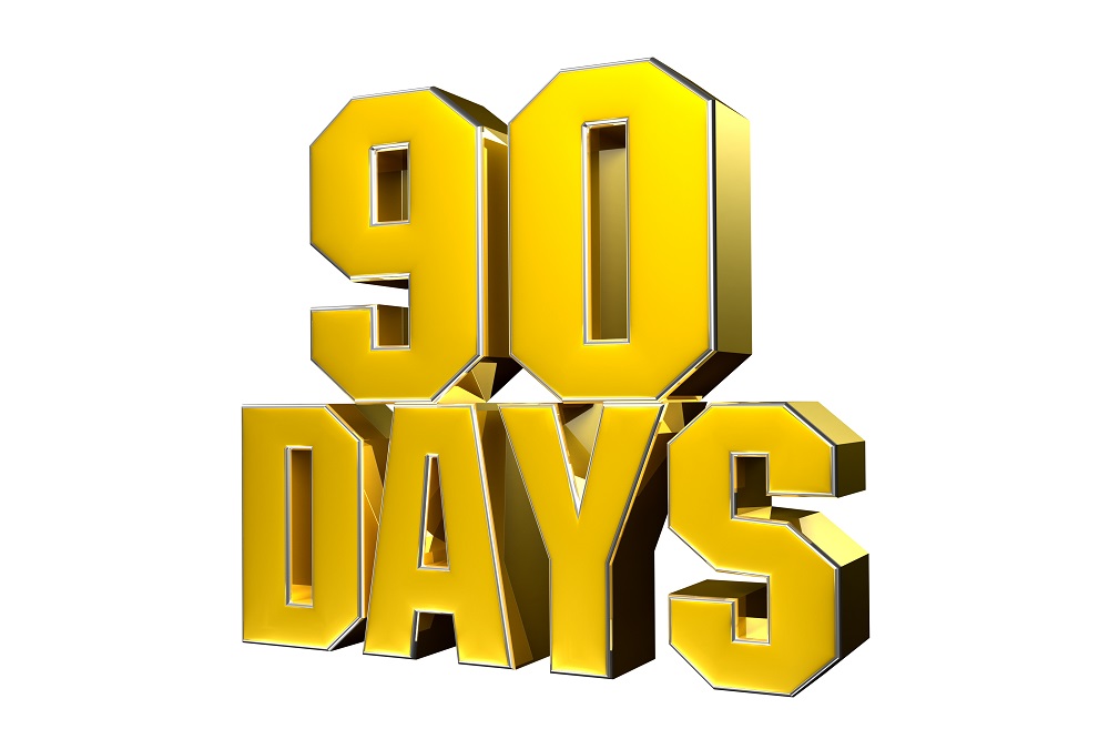 Number 90 days gold 3D. first 90 days coaching for new leaders