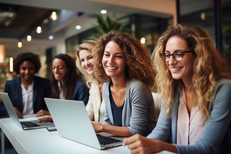 A young Black woman leads her team in a project meeting