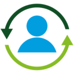 person-arrows-icon icon of person with a circle of arrows indicating a cycle