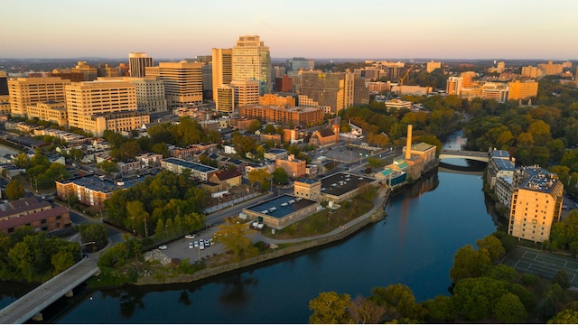 Aerial view of Wilmington, Delaware, representing outplacement services in Wilmington