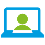 person on laptop display icon